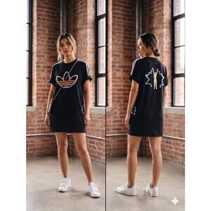 adidas Love Unites Keith Haring T-Shirt Dress Lg Pride Rainbow Three Stripe